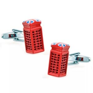 Iconic United Kingdom Red Telephone Booth Cufflinks